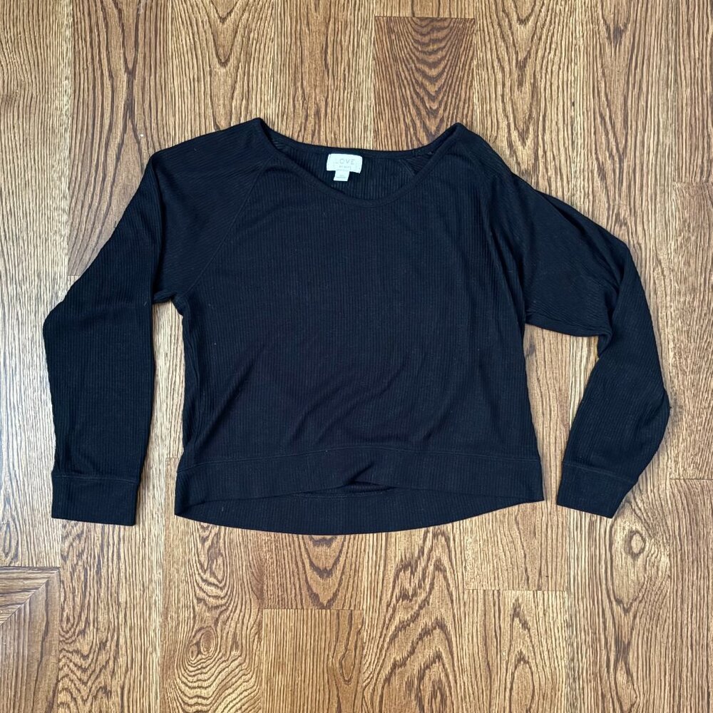 Love by Gap Long Sleeve Ribbed Cotton Tee Shirt, Size XS